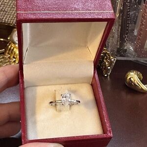 Oval Cut 1CT Diamond Alternative Engagement Ring – Size 5, Gift Box Included